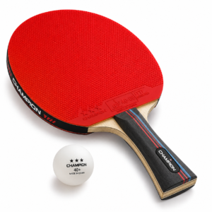 Champion table tennis paddle and ball
